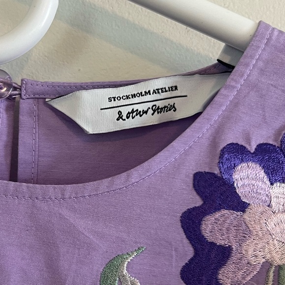 & Other Stories Women US 2 Cotton Stockholm Atelier Purple Embroidered Preppy - Picture 6 of 12